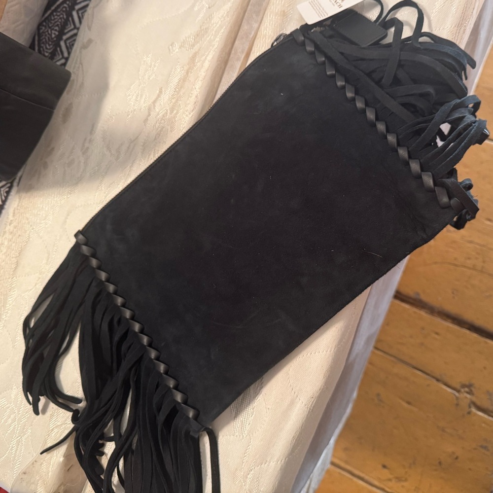 NWT Coach Turnlock  Suede Wristlet 30 with Fringe - Picture 6 of 7
